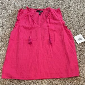 Ellen Tracy Pink Fuschia Ruffle Sleeveless Blouse Large NWT